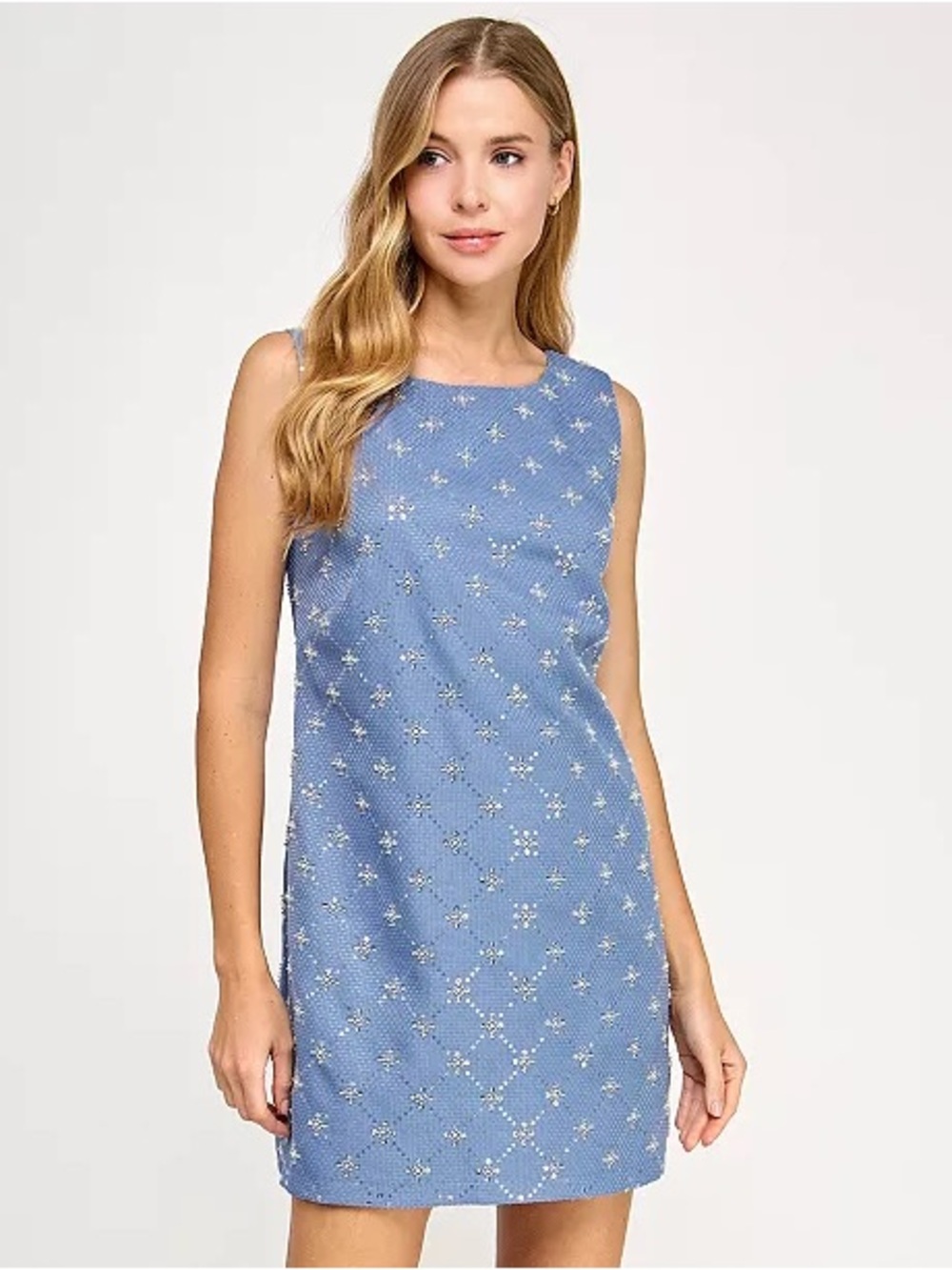 Seni & Cade Blue Beaded Bow Back Shift Dress NWT XL